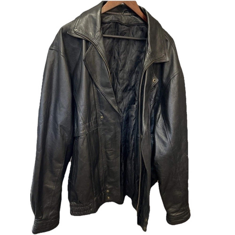 Oscar Piel Men's Black Leather Jacket w/Removable Lining (not Included)Size 3XL